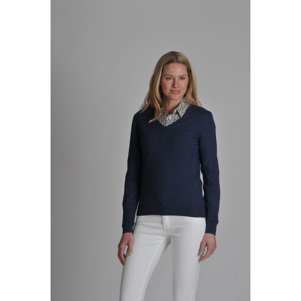 Cotton Cashmere V Neck Indigo Cotton Cashmere V Neck Indigo
