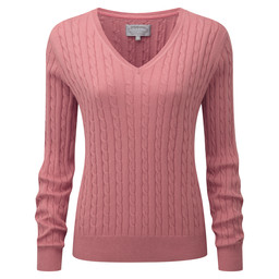Cotton Cashmere Cable V Neck in Blue | Schoffel Cotton Cashmere Cable V Neck in Blue | Schoffel