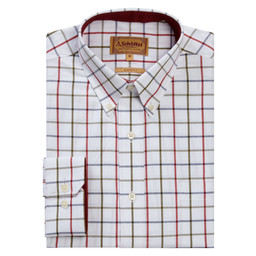 Brancaster Classic Shirt Red/Navy/Olive Wide