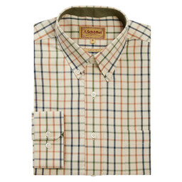 Brancaster Classic Shirt Dark Olive/Brick