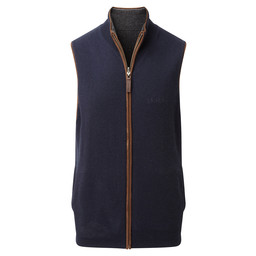 Reversible Merino/Cashmere Gilet Navy/Charcoal