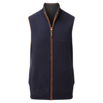 Reversible Merino/Cashmere Gilet Navy/Charcoal