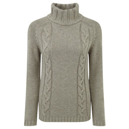 Merino Cable Roll Neck Mink