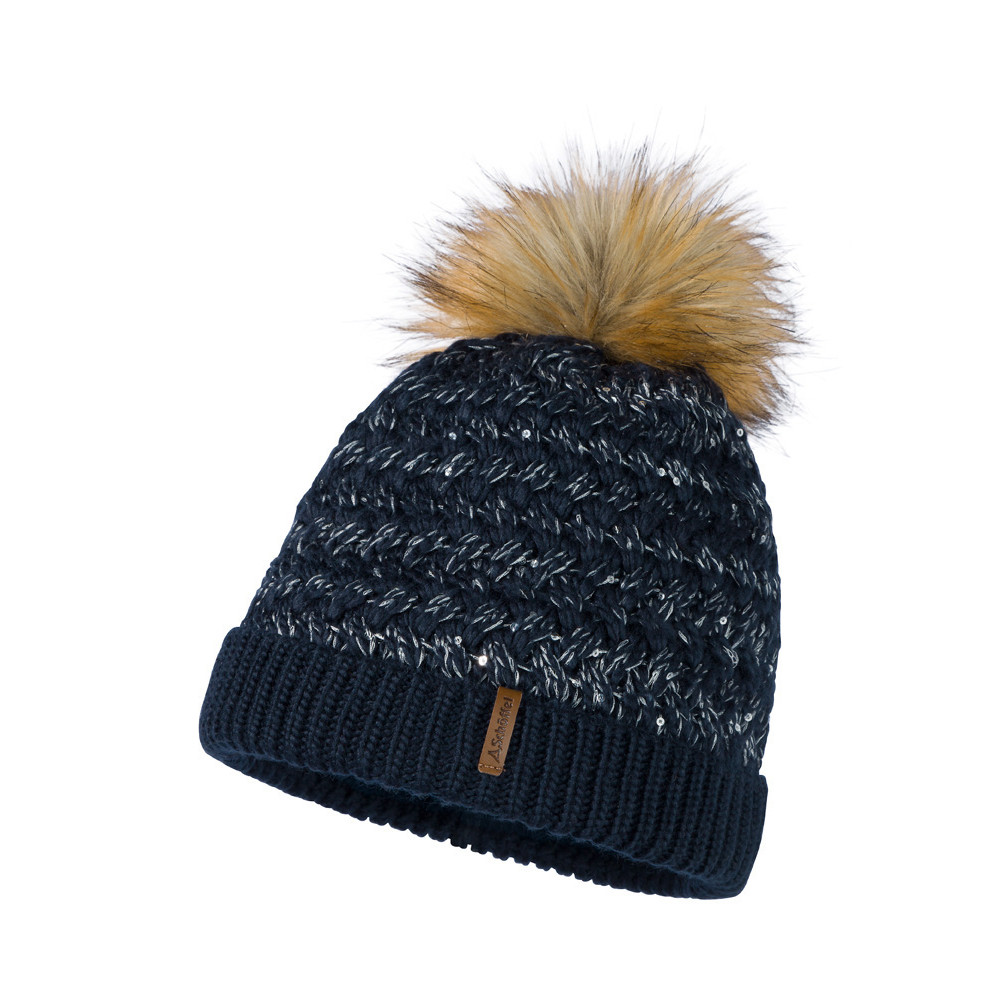 navy blue knitted bobble hat