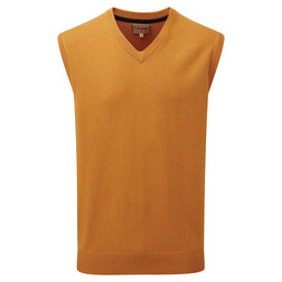 Cotton Cashmere Sleeveless V Neck Jumper Ochre