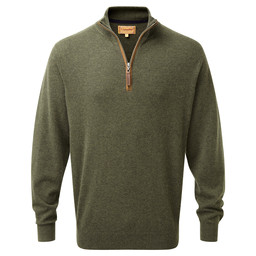 Merino/Cashmere 1/4 Zip Jumper Loden Green