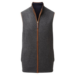 Reversible Merino/Cashmere Gilet Navy/Charcoal