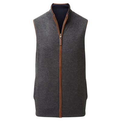 Reversible Merino/Cashmere Gilet Navy/Charcoal