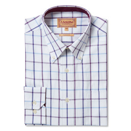 Brancaster Classic Shirt Purple Check Wide