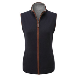 Ladies Reversible Merino/Cashmere Gilet Navy/Grey