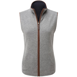Ladies Reversible Merino/Cashmere Gilet Navy/Grey