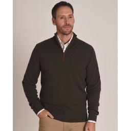 Merino/Cashmere 1/4 Zip Jumper Loden Green