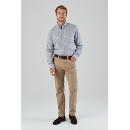 Burnsall Tailored Shirt Navy/Olive Micro
