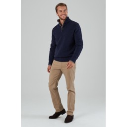 Lambswool Chunky Button Neck Jumper Navy Fleck