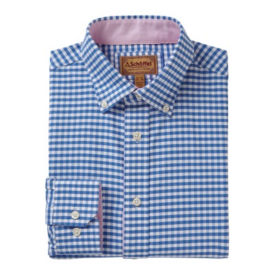 Soft Oxford Tailored Shirt Pale Blue Gingham