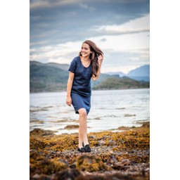 Athena Linen Dress Navy