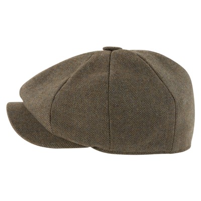 Newsboy Cap Loden Green Herringbone Tweed