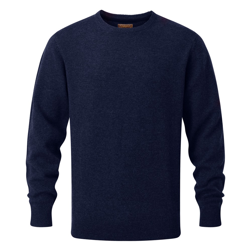 Lambswool Crew Neck Jumper in Blue | Schoffel