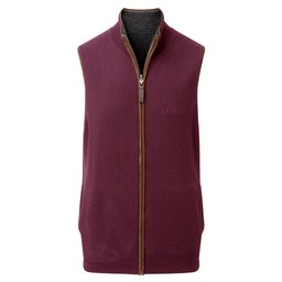 Reversible Merino/Cashmere Gilet Damson/Charcoal
