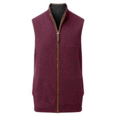 Reversible Merino/Cashmere Gilet Damson/Charcoal