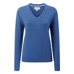 Ladies Merino V Neck Cobalt Blue