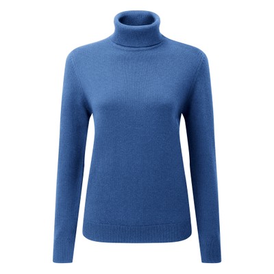 Ladies Merino Roll Neck Cobalt Blue