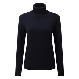 Ladies Merino Roll Neck Navy