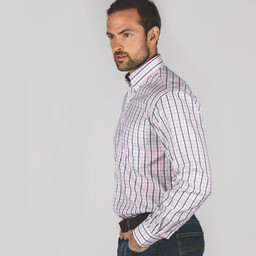 Holkham Classic Shirt Marine/Cornflower/Pink