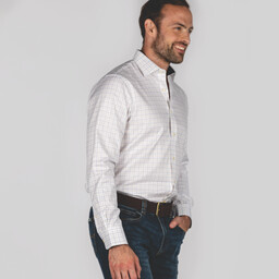 Buckden Tailored Fit Shirt Blue/Yellow/Brown Check