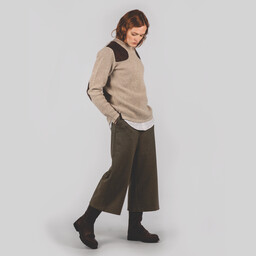 Tweed Culottes Loden Green Herringbone Tweed