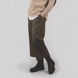 Tweed Culottes Loden Green Herringbone Tweed