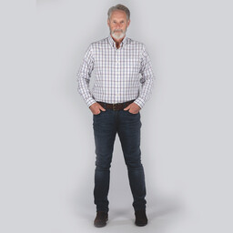 Brancaster Classic Shirt Purple Check Wide