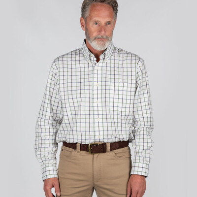 Brancaster Classic Shirt Navy/Brown/Olive Wide
