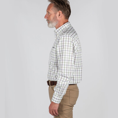 Brancaster Classic Shirt Navy/Brown/Olive Wide