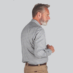 Burnsall Tailored Shirt Navy/Olive Micro