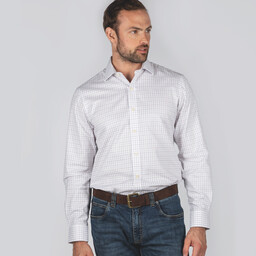 Buckden Tailored Fit Shirt Purple/Fig/Blue Check