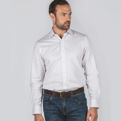 Buckden Tailored Fit Shirt Purple/Fig/Blue Check