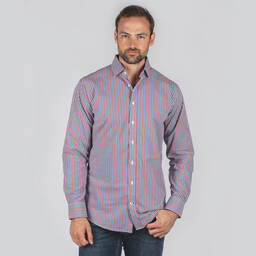 Hebden Tailored Shirt Sea Blue/Chilli