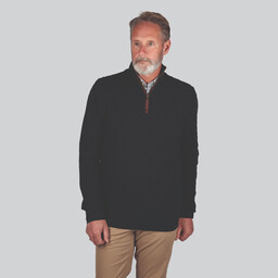 Cotton Cashmere Cable 1/4 Zip Jumper Navy