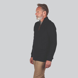 Cotton Cashmere Cable 1/4 Zip Jumper Navy