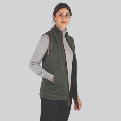 Ladies Lambswool Aerobloc Gilet Cedar Green