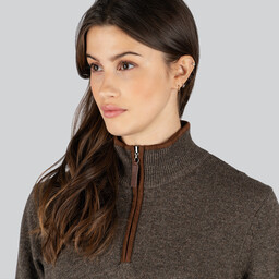 Ladies Lambswool Aerobloc 1/4 Zip Jumper Mole