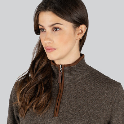 Ladies Lambswool Aerobloc 1/4 Zip Jumper Mole