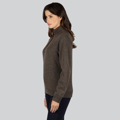 Ladies Lambswool Aerobloc 1/4 Zip Jumper Mole