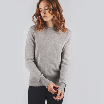 Ladies Merino Crew Neck Silver Grey