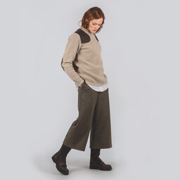 Tweed Culottes Loden Green Herringbone Tweed