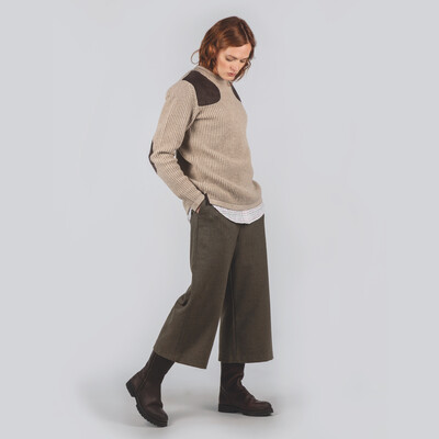 Tweed Culottes Loden Green Herringbone Tweed