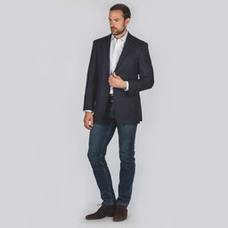 Belgrave Tweed Sports Jacket Navy Herringbone Tweed
