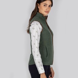 Ladies Reversible Merino/Cashmere Gilet Cedar Green/Silver Grey