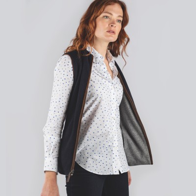 Ladies Reversible Merino/Cashmere Gilet Navy/Grey